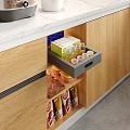 Practical Kitchen Cabinets With Drawer Storage Holding Cereal Boxes Jars And Snacks 3d model