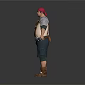 Man Wearing Red Bandana White Shirt Brown Utility Belt Black Shorts And Brown Boots