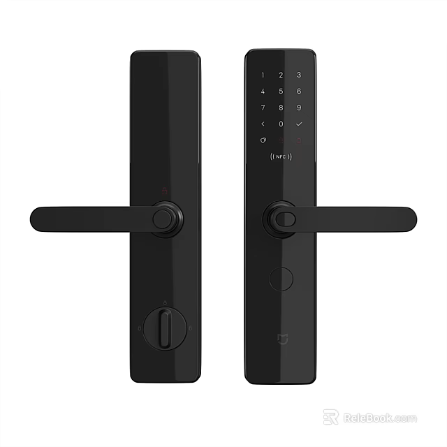 Black Smart Door Handle Featuring Digital Keypad For Xiaomi Smart Lock 3d model 