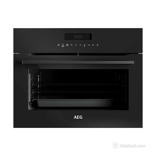 AEG Modern Black Built In Oven With Digital Display Control Panel And Interior Rack Tray 3d model 