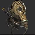 Character Mechanical Vintage Gas Mask Design With Leather Straps Metal Components And Worn Texture
