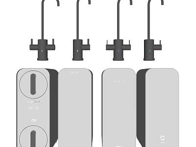 Public Facilities Drinking Water Equipment With Modern Faucets And Dispensers 3d model