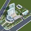 Modern Hospital Building With Glass Curtain Walls Multi Storey Structure And Parking Area