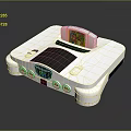 White Retro Game Console With Screen Buttons And Gaming Slot Design