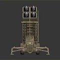 Sand Colored Tank Equipped With Multiple Missile Launchers Six Wheels And Control Cabin
