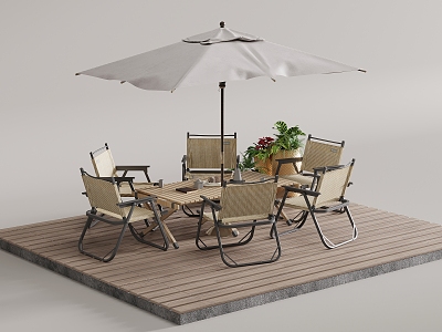 Outdoor tables and chairs umbrellas 3d model