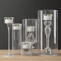 Transparent Glass Candle Lamps With Lit Candles And Various Designs For Home Decor