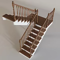 Modern Wooden Staircase Design With Brown Steps White Risers And Balusters