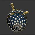 Animal Inspired Decorative Egg With Blue Enamel Gold Mesh And Pearl Details