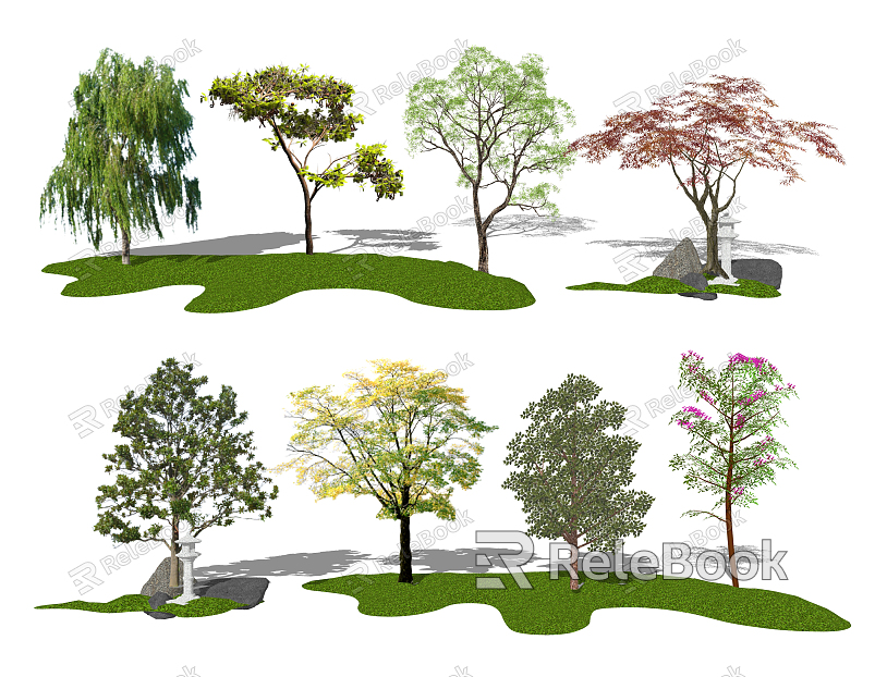 Modern tree landscape tree arbor landscape sketch model