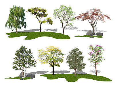 Modern tree landscape tree arbor landscape sketch model