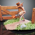 Modern anime character Denim farmer 3d model