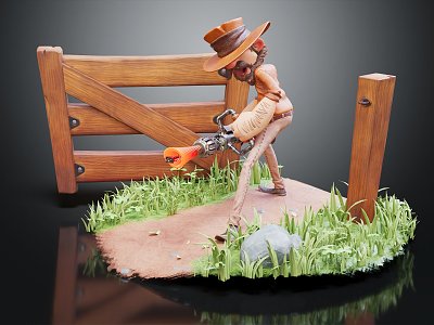 Modern anime character Denim farmer 3d model