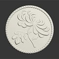 Round White Decorative Disc With Embossed Chrysanthemum And Rope Pattern Border 3d model