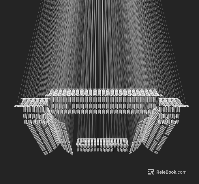 Modern Geometric Chandelier with Layered Linear Structures and Vertical Lines for Contemporary Interior Design 3d model