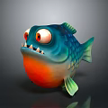Colorful Cartoon Fish With Big Bulging Eyes And Sharp Teeth Vibrant Body Design