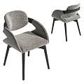 Modern Gray Fabric Dining Chairs With Black Legs And Armrest Design