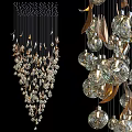 Elegant Crystal And Glass Ball Chandeliers Featuring Metal Leaves Design Elements