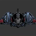 3D Fantasy Character With Blue Purple Armor Red Horns And Spiked Details