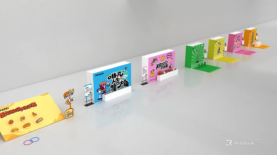 Interactive Zone Display Stands With Various Colors And Cartoon Designs For Events 3d model
