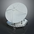 White Satellite Dish Structure With Platform Railing And Staircase Design 3d model