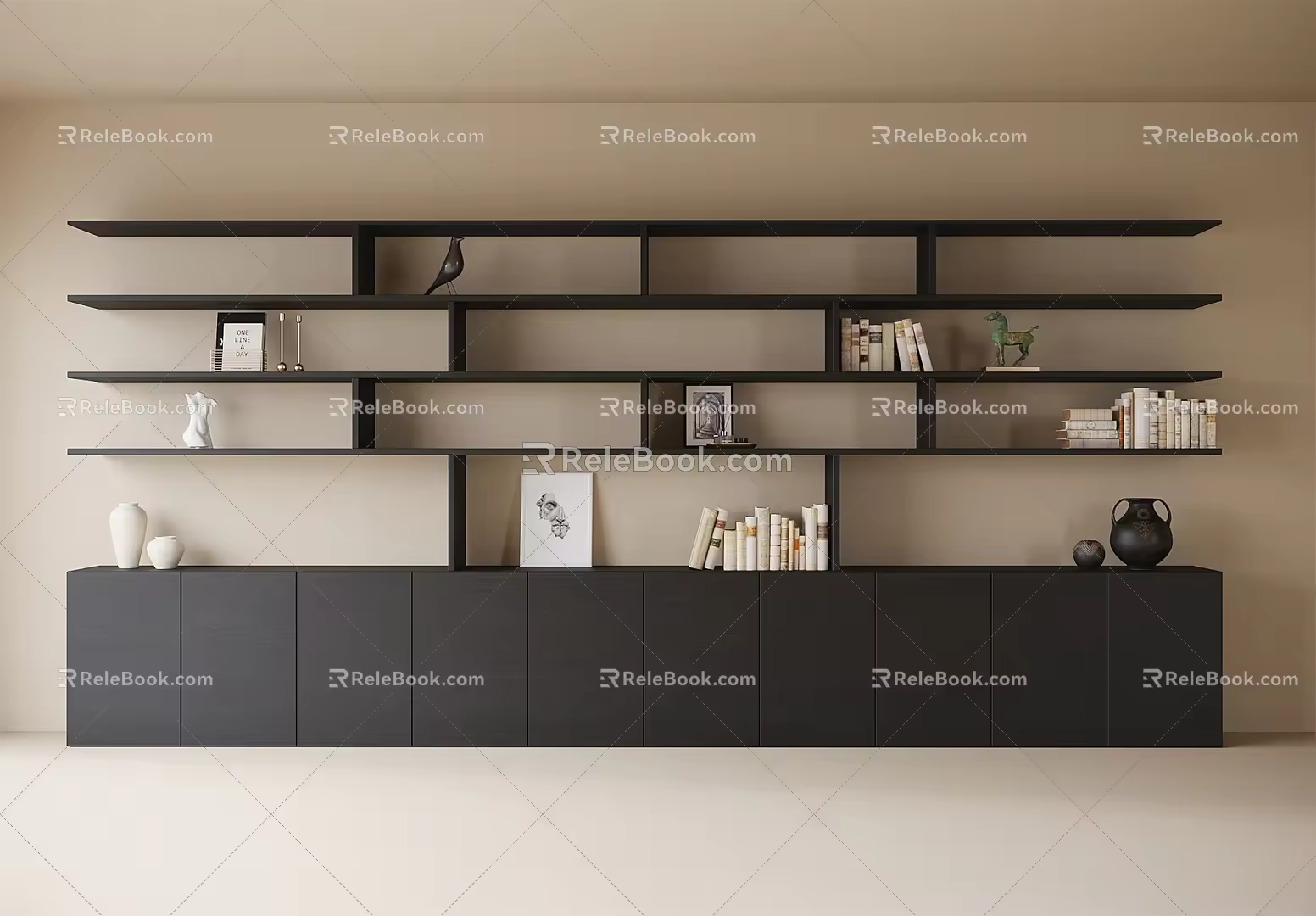 Modern Bookshelf Storage Rack 3d model