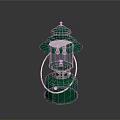 Green Metal Lantern With White Handle And Classic Design For Decorative Use