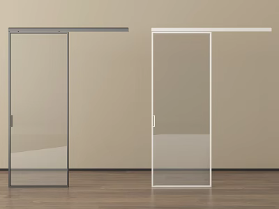 Modern Interior Sliding Doors With Glass Panels And Black White Frames 3d model