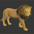 Realistic Lion Statue With Detailed Mane Standing On Reflective Dark Surface 3d model