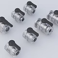 Multiple Industrial Ball Valves With Stainless Steel Construction And Black Handles