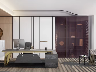 Light Luxury Office Desk 3d model