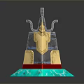 Scenic Landscape With Silver Golden Tower And Blue Reflective Water Base