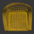 Yellow Rattan Woven Leisure Chair With Curved Backrest And Armrests Design