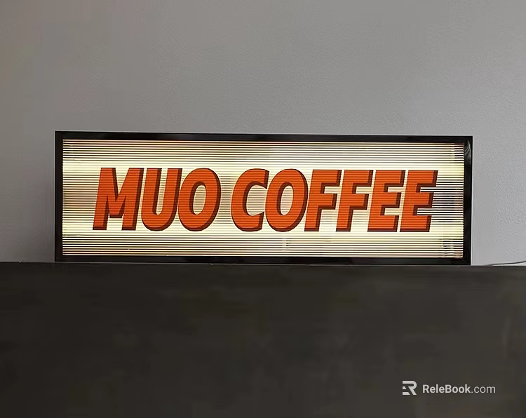 MUO COFFEE Illuminated Neon Sign Board For Coffee Shop Exterior 3d model 