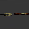 Ancient Decorative Swords With Wooden Handle Green Carved Blade And Black Curved Design