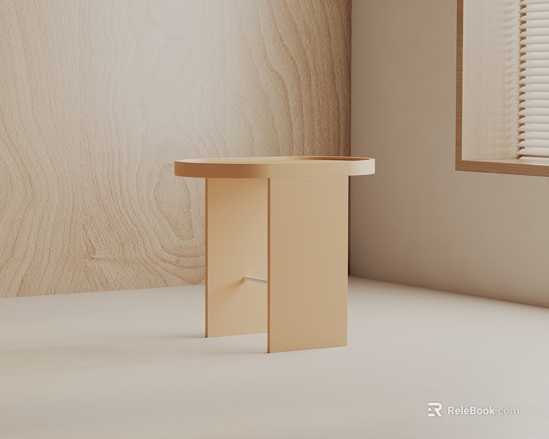 Modern Metal Frame Side Table With Wooden Top For Minimalist Living Room 3d model 