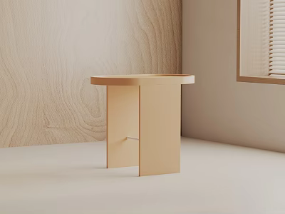 Modern Metal Frame Side Table With Wooden Top For Minimalist Living Room 3d model