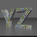 Colorful Balls Filled Y Z Letters With Vibrant Design On Gray Background
