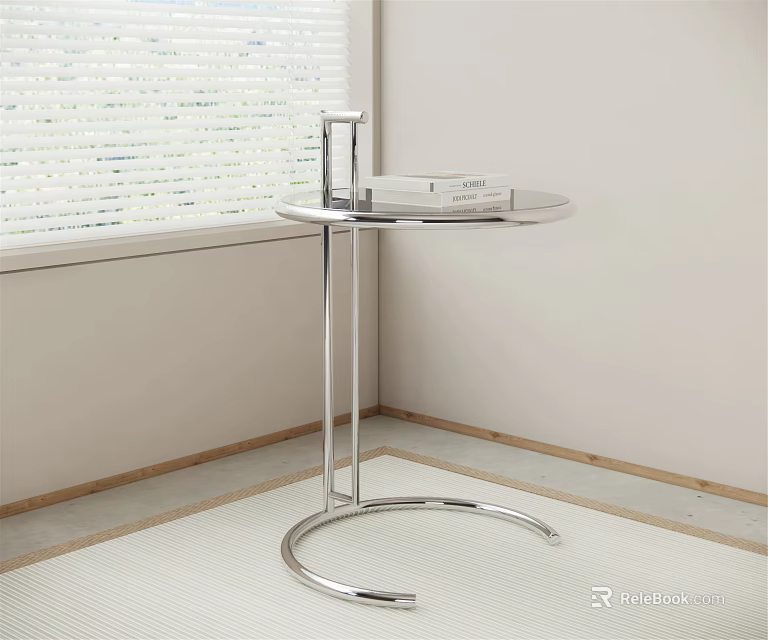 Modern Minimalist Side Table With Metal Frame And Round Top By Window Interior 3d model 