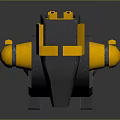 Mechanical Robot Character With Yellow Black Color Slender Limbs Antenna Head And Metallic Texture