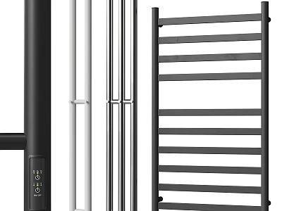 Modern Black Silver Towel Rail Radiator With Vertical Horizontal Structure And Control Panel 3d model