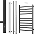 Modern Black Silver Towel Rail Radiator With Vertical Horizontal Structure And Control Panel 3d model