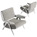 Modern Leisure Chair With Gray Fabric Upholstery Metal Frame Armrest Tray And Comfortable Design