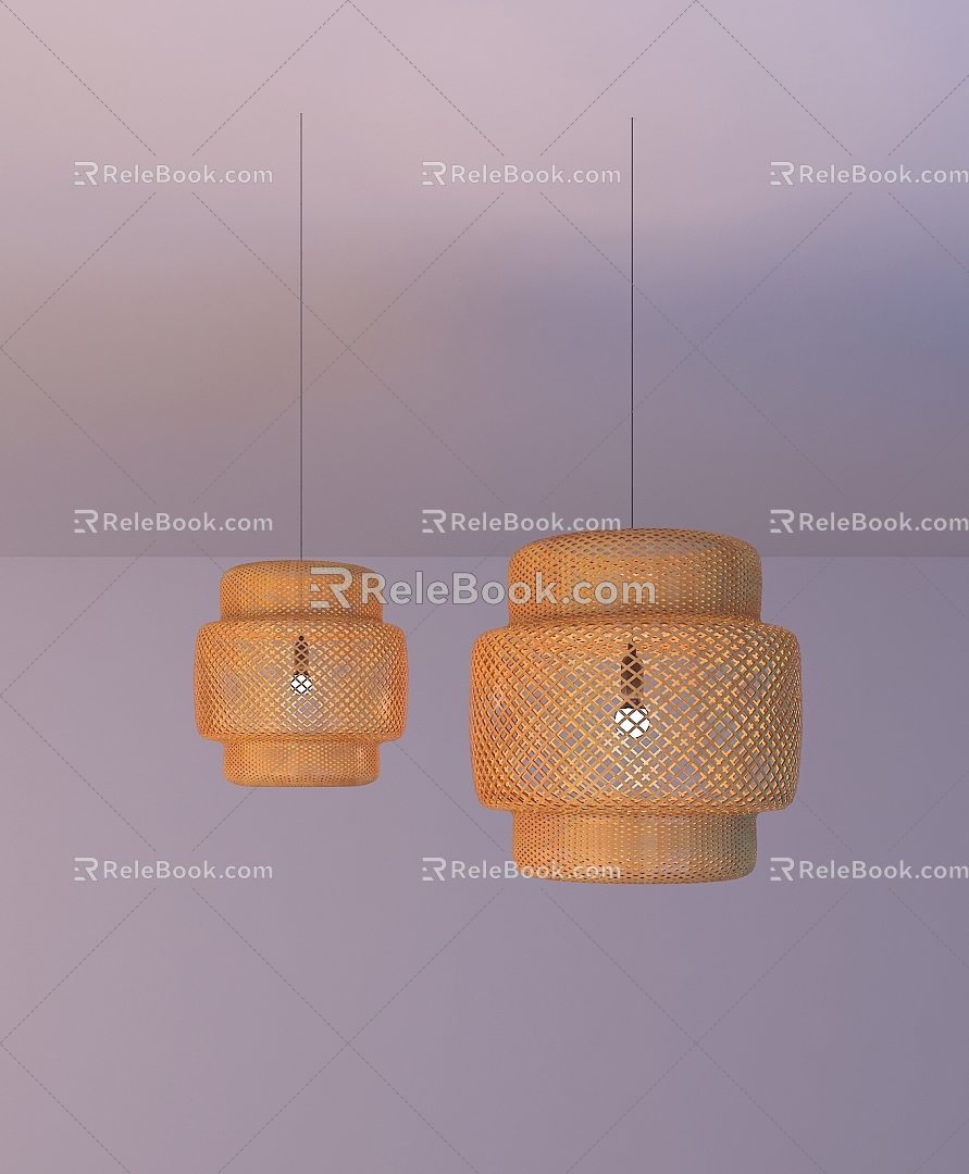 bamboo and rattan chandelier personalized chandelier 3d model