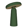Two Green Modern Table Lamps With Cylindrical Bases Round Shades Metallic Accents