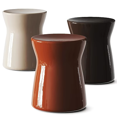 Modern Stylish Side Tables Beige Brown Black Glossy Finish Living Room Decor 3d model
