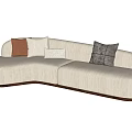 Modern Contour Sofa With Cream Fabric And Accent Cushions For Living Room