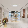 Bright Spacious Clothing Store Interior With Mannequins Hanging Clothes And Potted Tree
