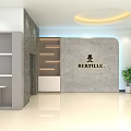 Modern Tea Room Interior With BERTILLE Logo Shelves Cabinets And Green Plant