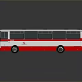 Modern Urban Bus with White Red Exterior Black Windows Roof Vents and LINE 101